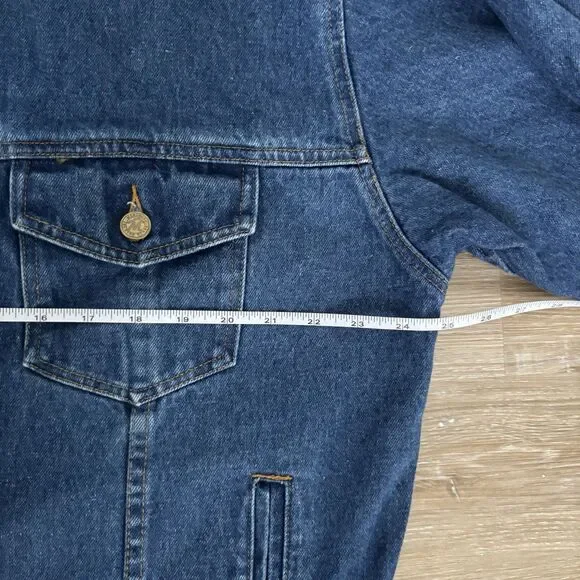 Marlboro Country Denim Jacket Mens Size XL Leather Collar Flannel Vintage 90s - Picture 6 of 8